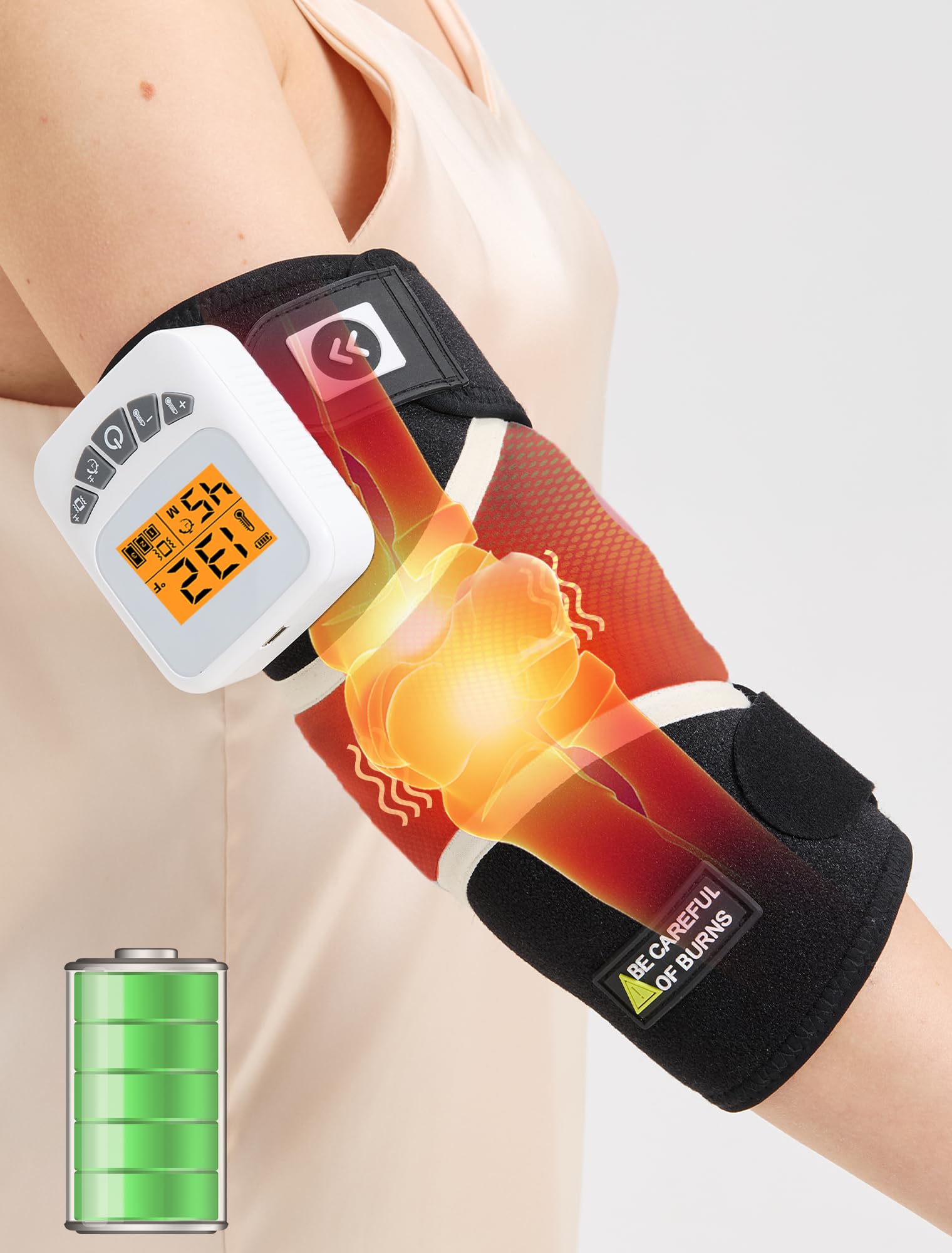 CAMECO elbow massage wrap closed design for portable hands-free relief.