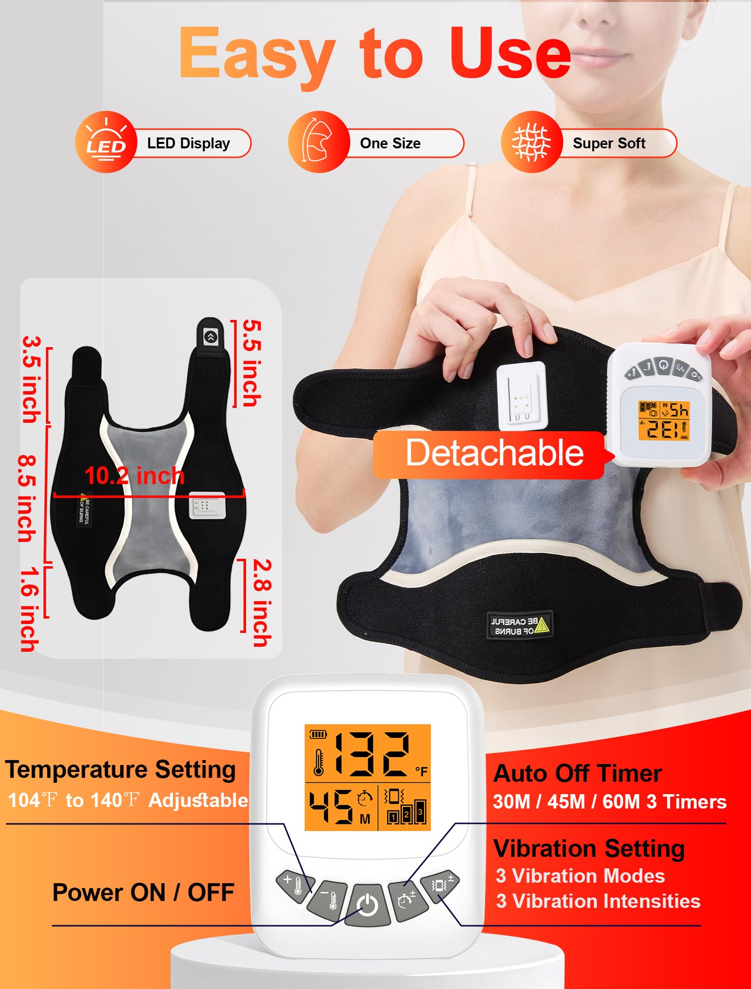 CAMECO elbow massage wrap LED display shows settings at a glance.