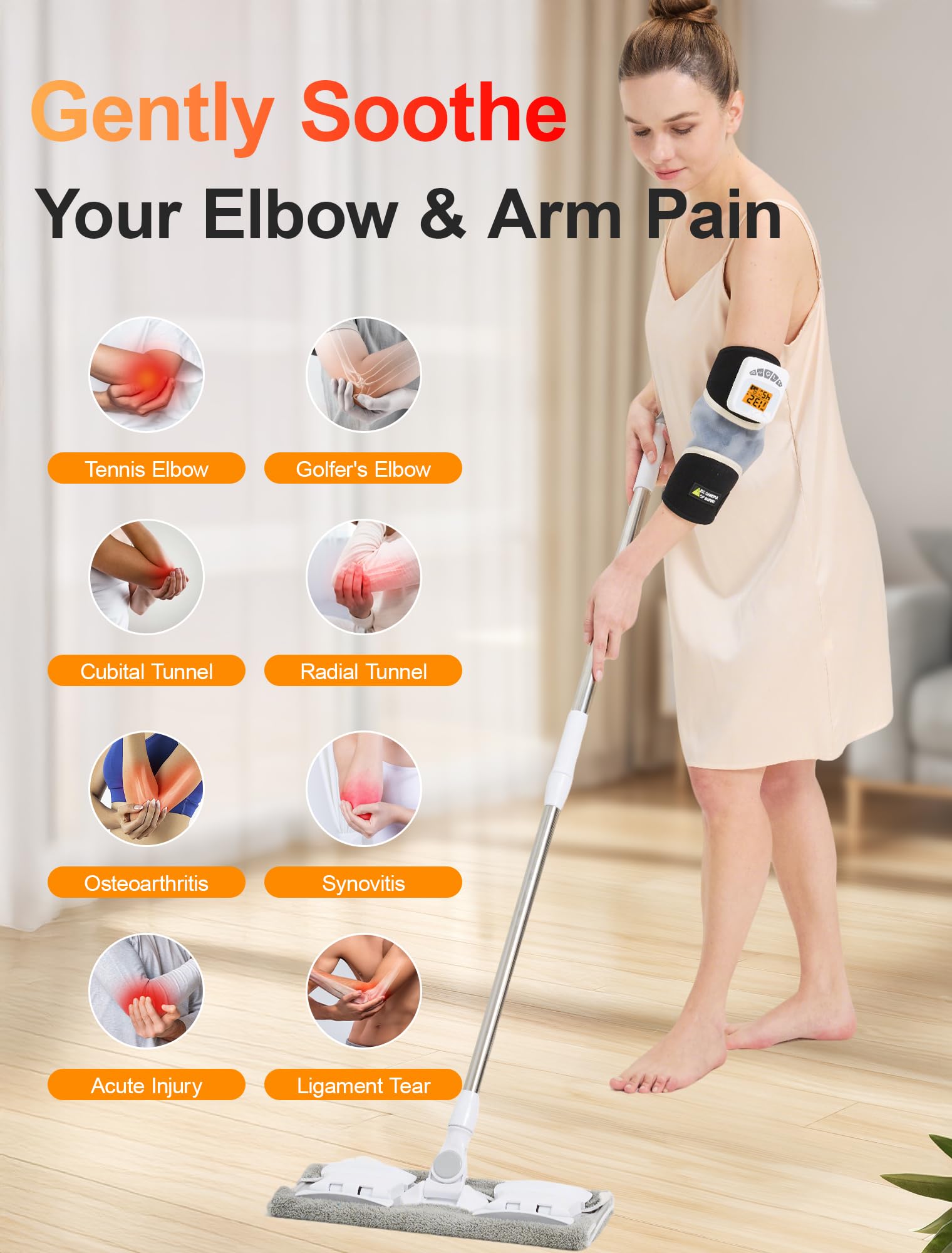 CAMECO elbow massage wrap remote control for easy operation from a distance.