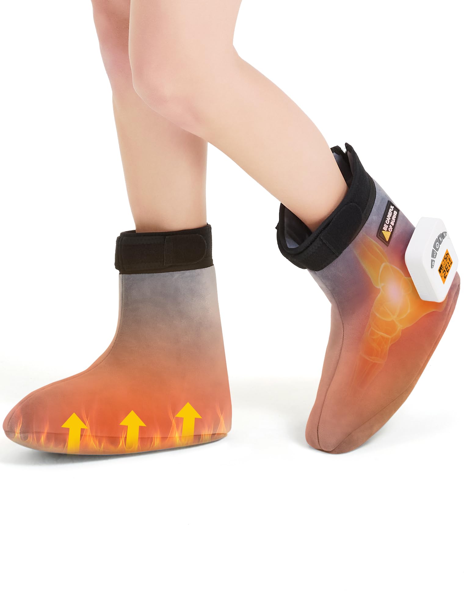 CAMECO foot massager booties showing cordless design and warm comfort