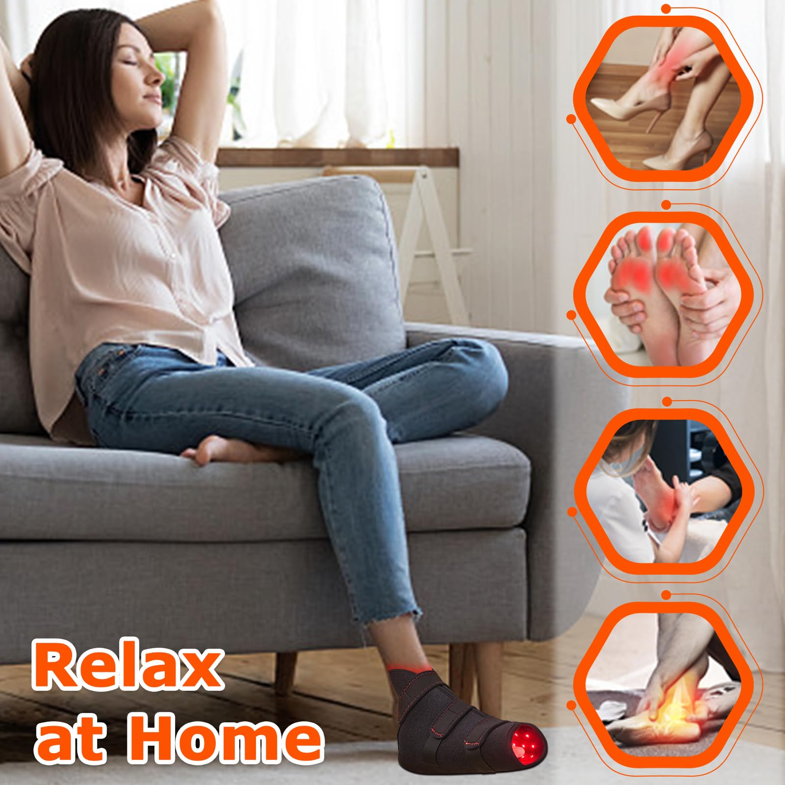 CAMECO infrared therapy shoe visual controller displays adjustable settings and timer.
