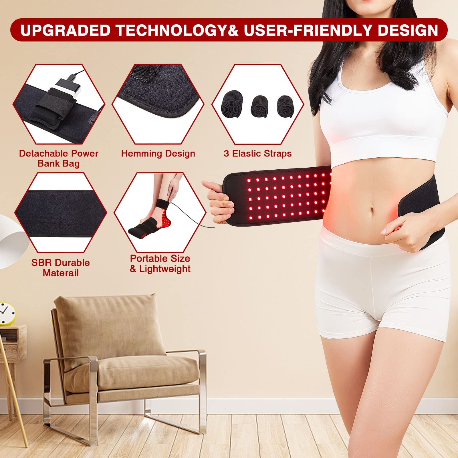 Compact, portable design of CAMECO foot wrap for at-home or office use.