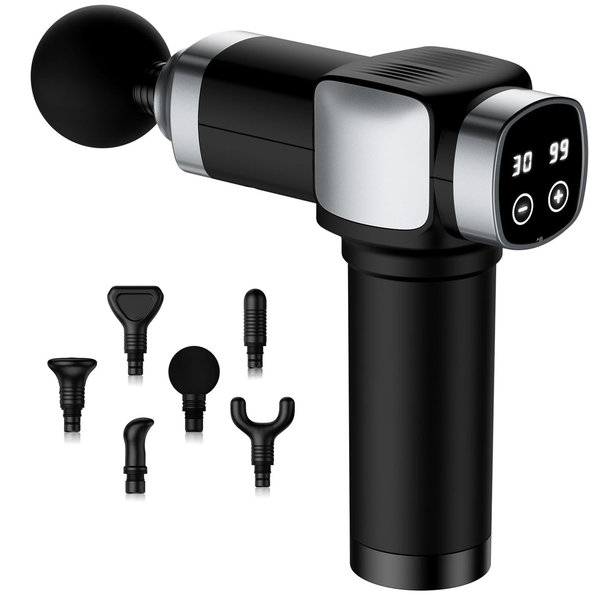 CAMEFER Deep Tissue Massage Gun front view showing compact handheld design for targeted relief.