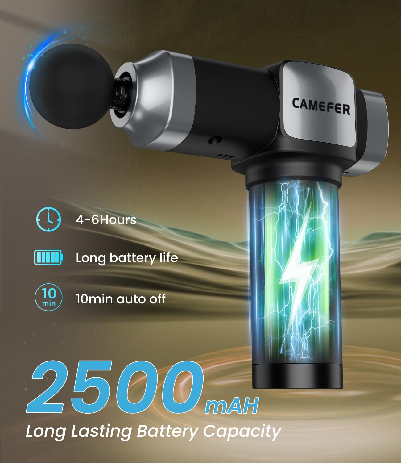 CAMEFER ultra-quiet massage gun designed for silent home use.