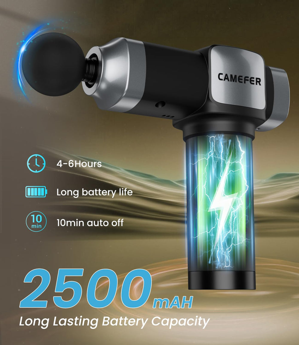 CAMEFER ultra-quiet massage gun designed for silent home use.