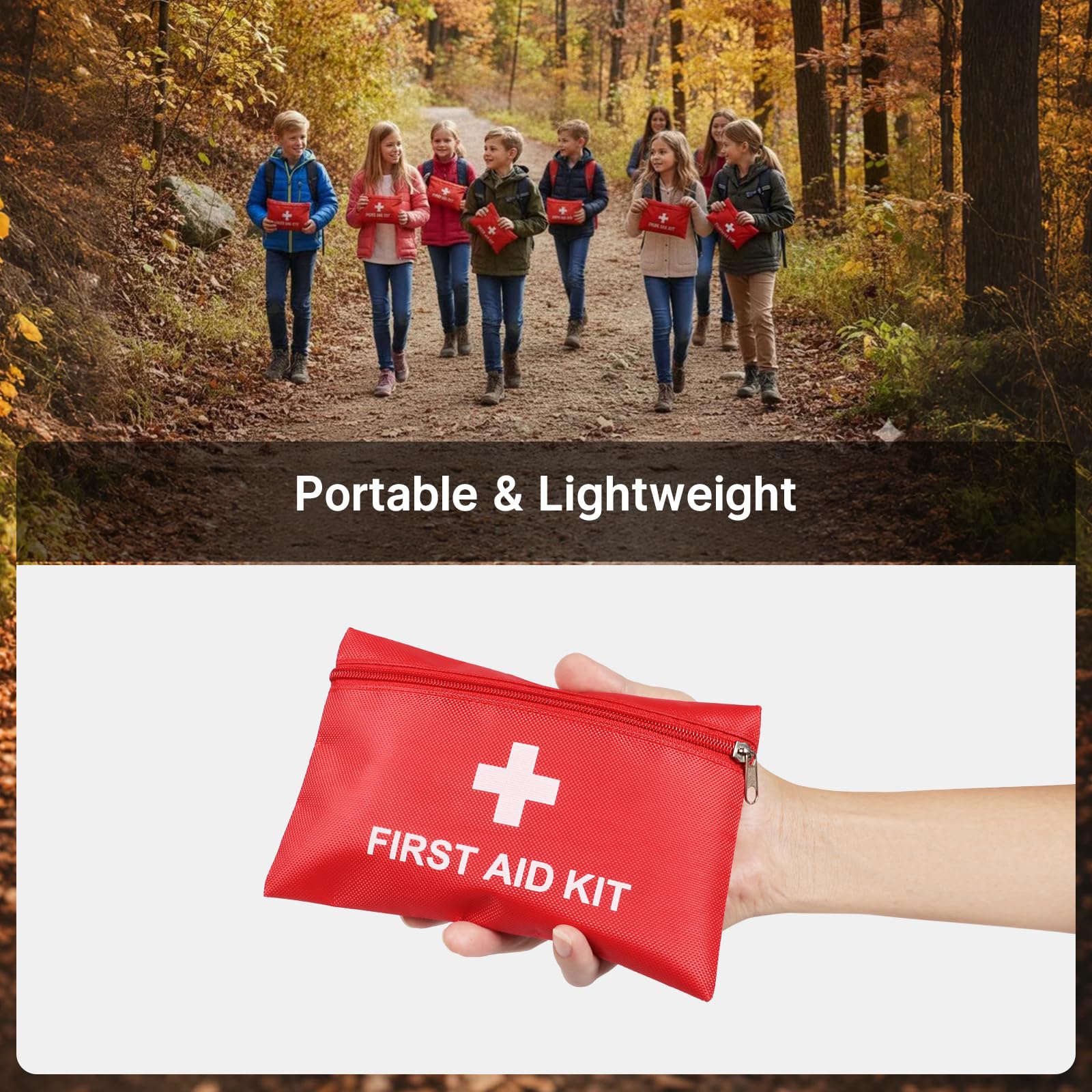Camoredy empty mini first aid kit bag red cross label for easy identification.