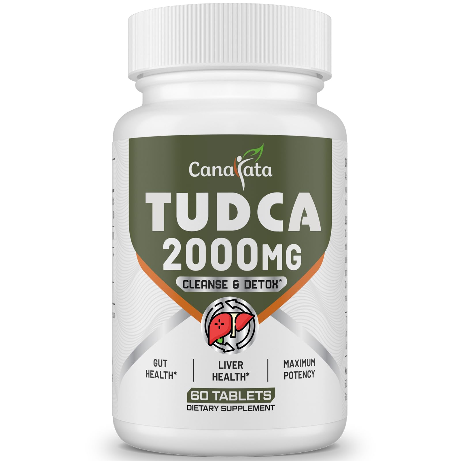 Canarata TudCA bottle on counter signaling liver support and detox potential.