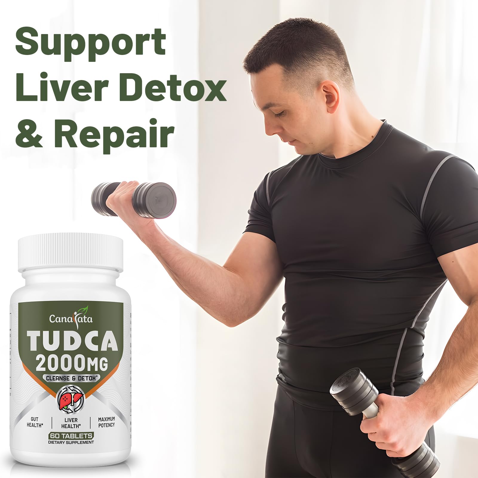 Canarata Tudca capsule detail highlights easy-to-swallow format.