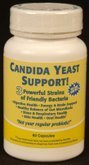 Candida Yeast Support bottle with three probiotic strains supporting gut balance