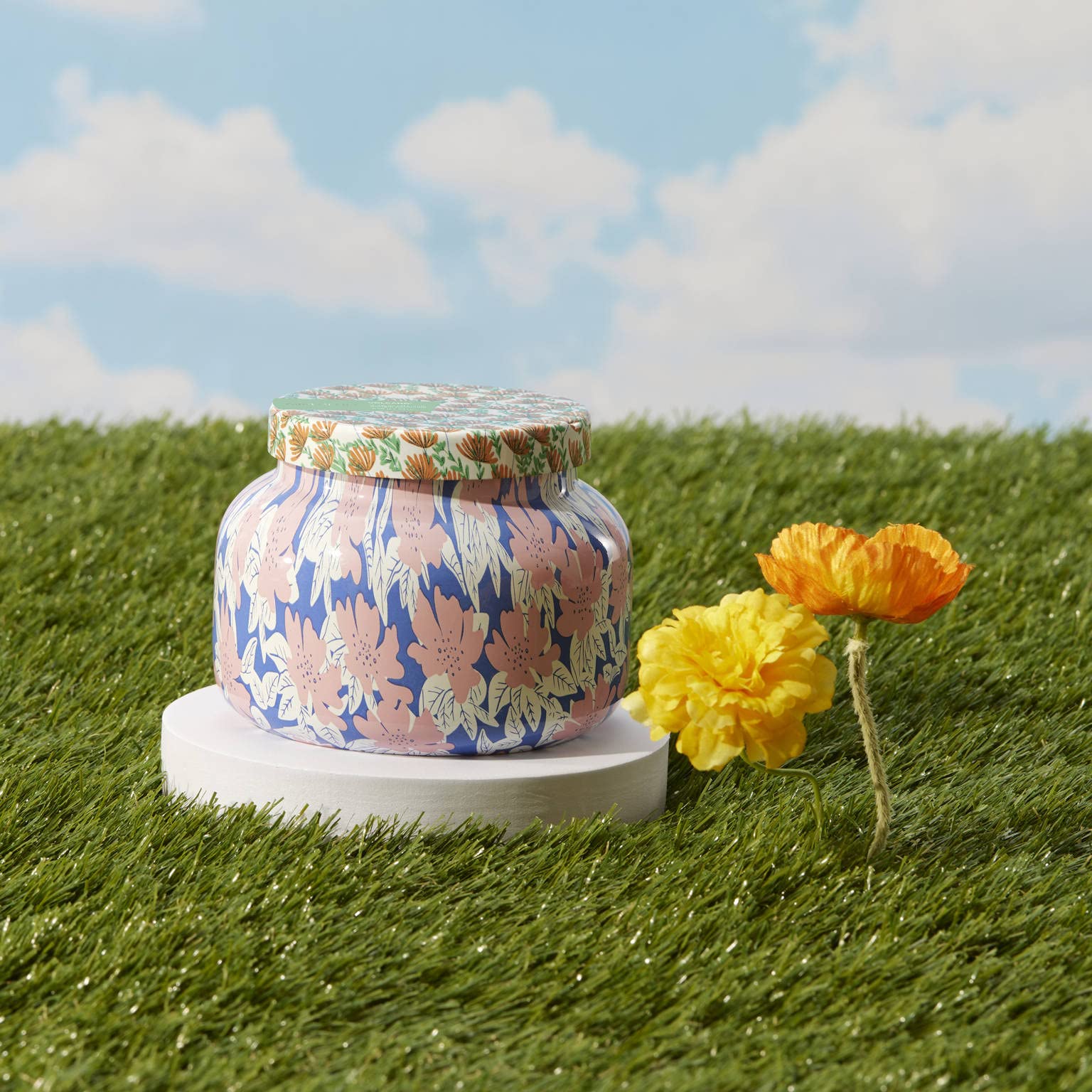 Capri Blue Pattern Play floral-pattern jar adds playful style to living spaces