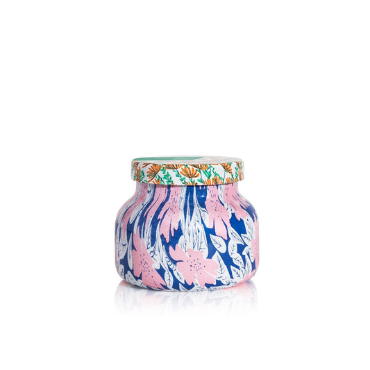 Capri Blue Pattern Play Volcano 8 oz candle in glass jar for vibrant decor and inviting aroma.