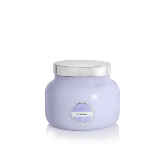 Capri Blue Volcano lavender jar candle front view, long-lasting fragrance for any living space.