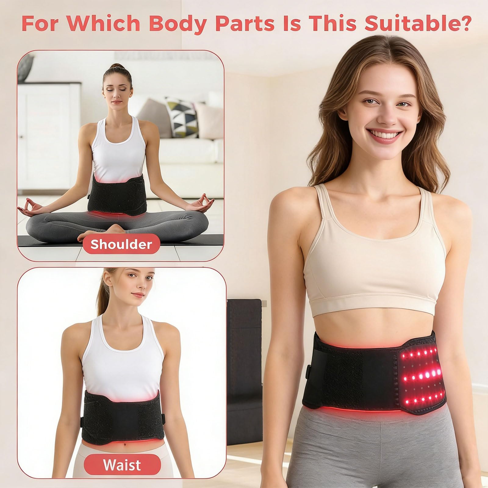 Capriccio belt side view highlights adjustable strap for multiple body parts.