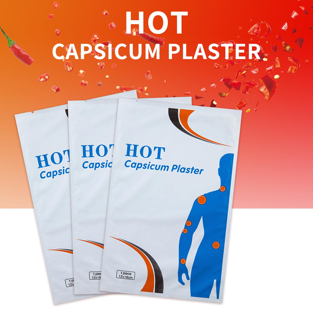 Capsaicin patches back pack view with clear labeling for safe handling