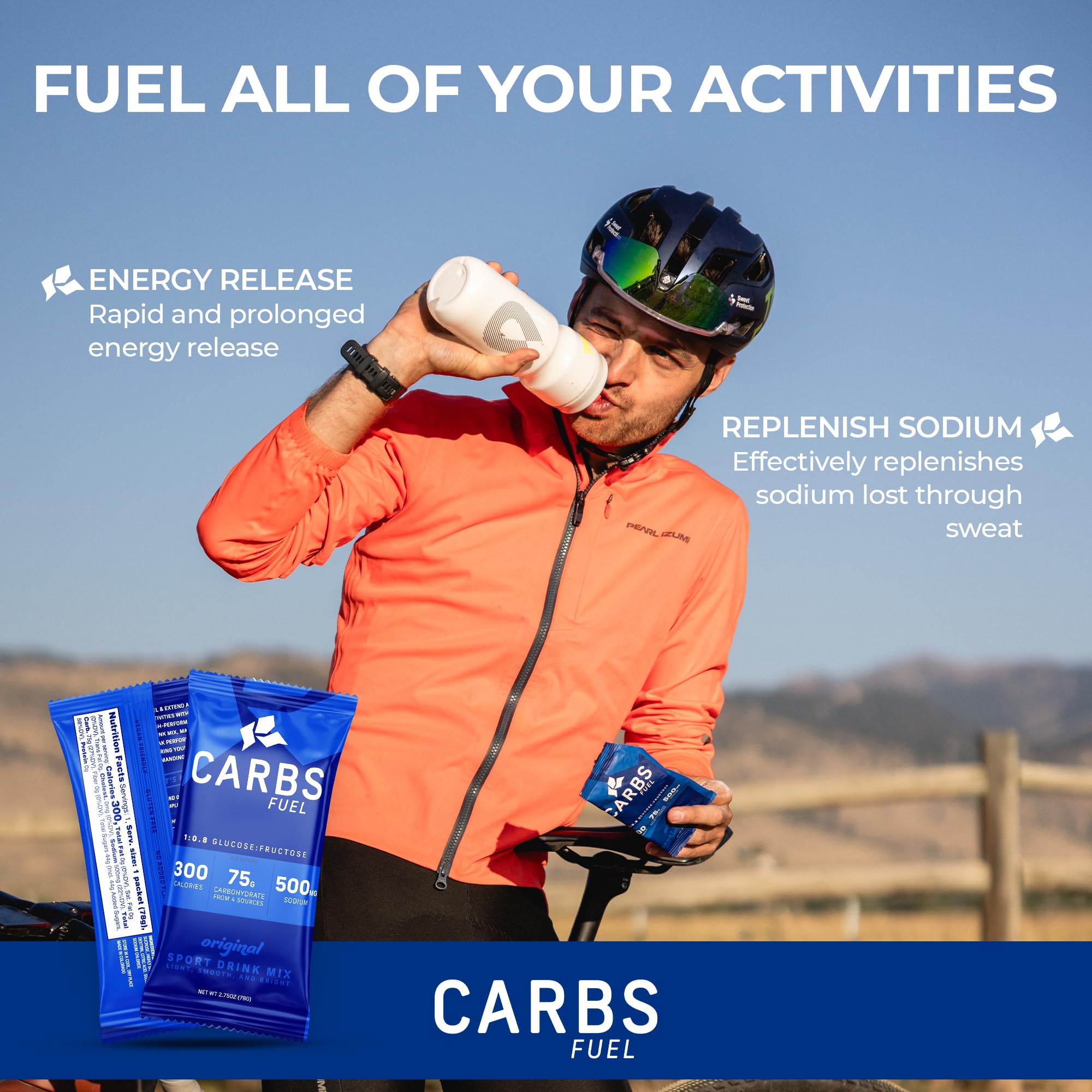 Carbs Fuel bundle displayed for training sessions and race-day fueling.