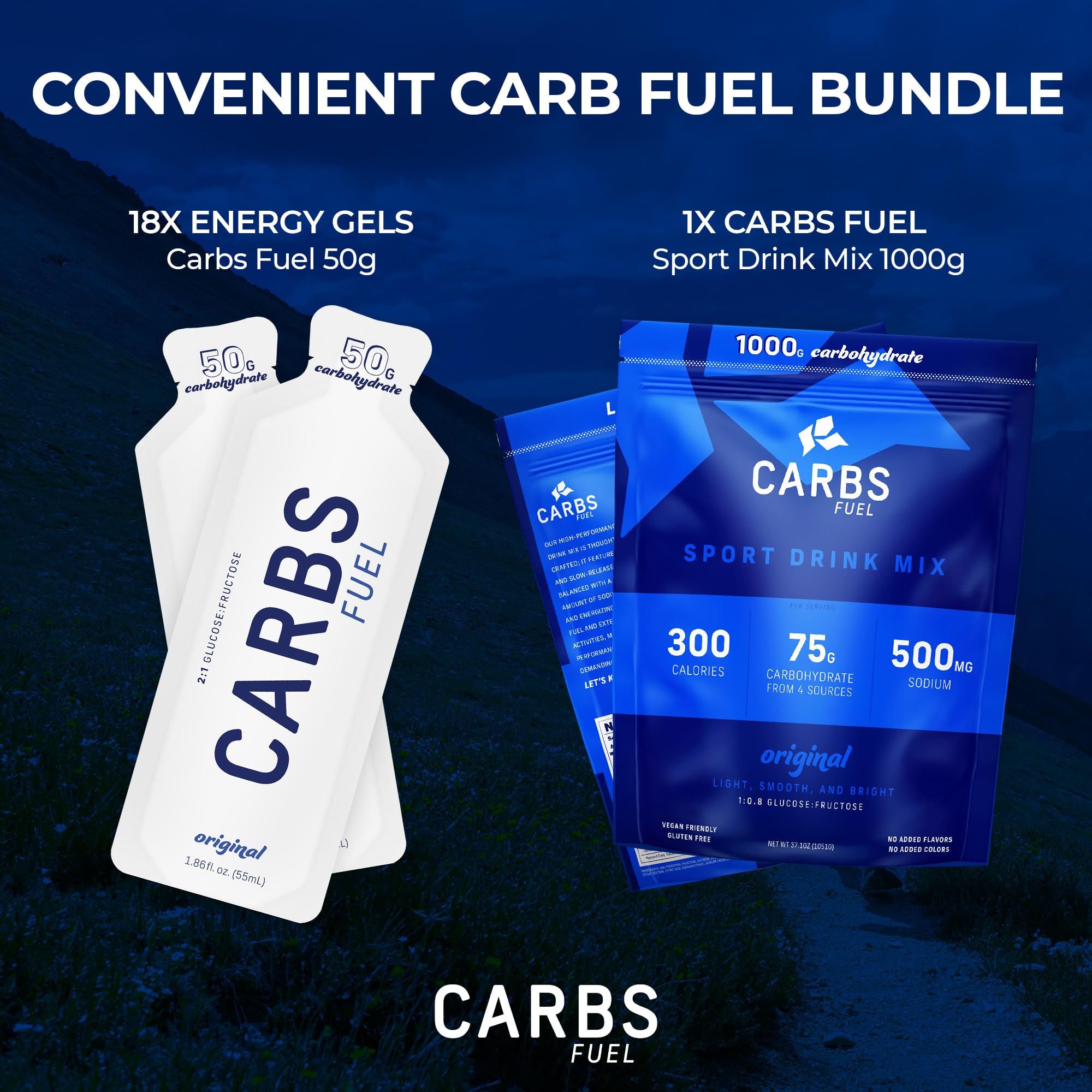 Carbs Fuel drink mix being prepared for steady energy during runs