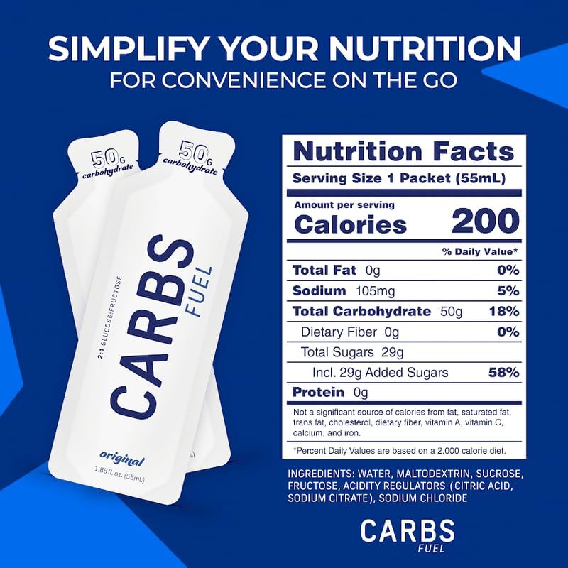 Carbs Fuel Original Energy Gel 55ml vegan gluten-free icons highlight inclusivity