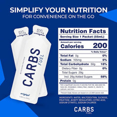Carbs Fuel Original Energy Gel 55ml vegan gluten-free icons highlight inclusivity