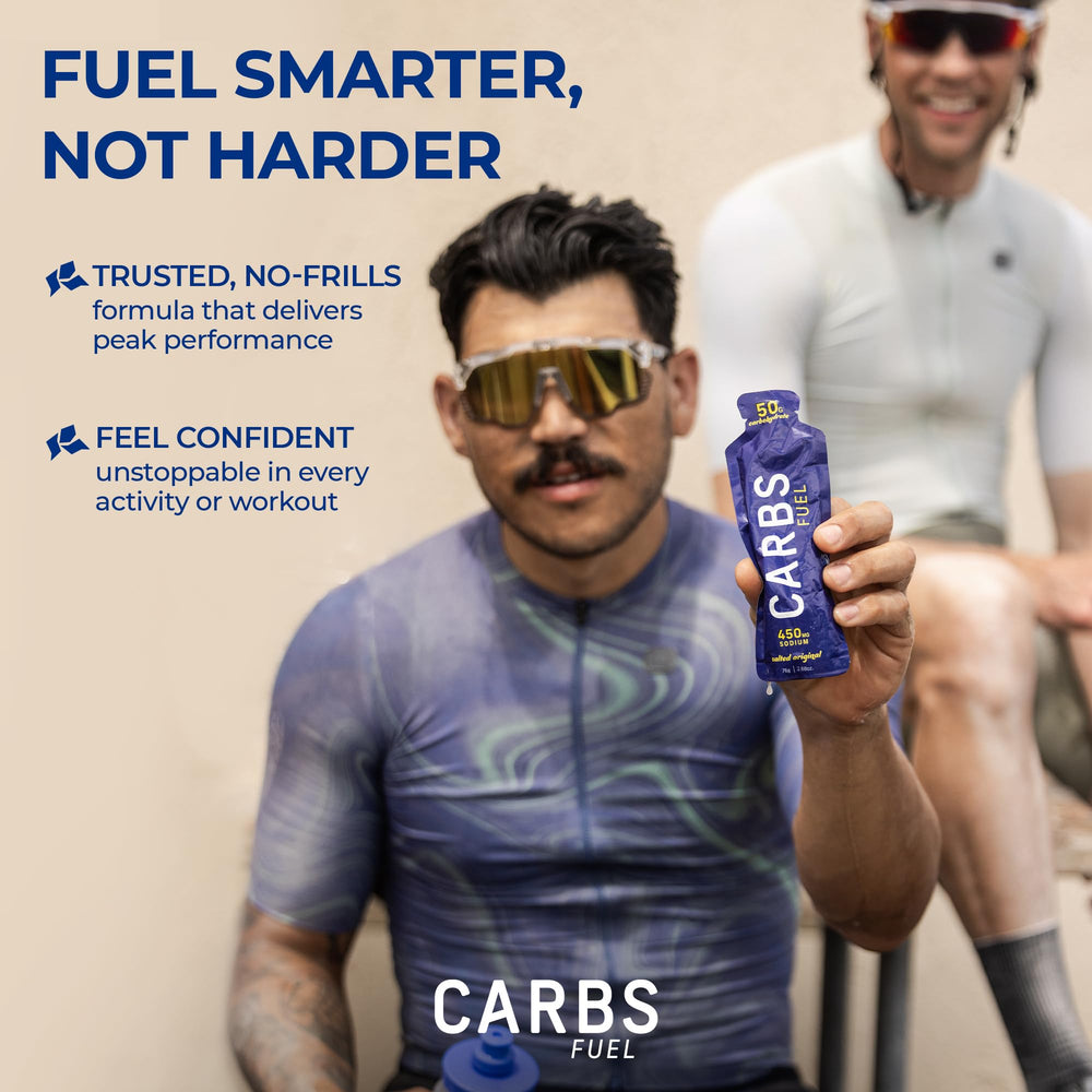 Carbs Fuel Salted Original gel in a cycling setup during training