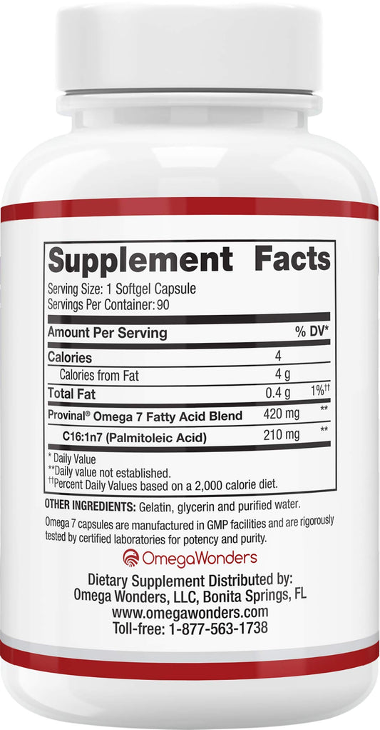 Cardia7 Provinal Omega-7 capsule close-up highlighting purified formula for purity and safety