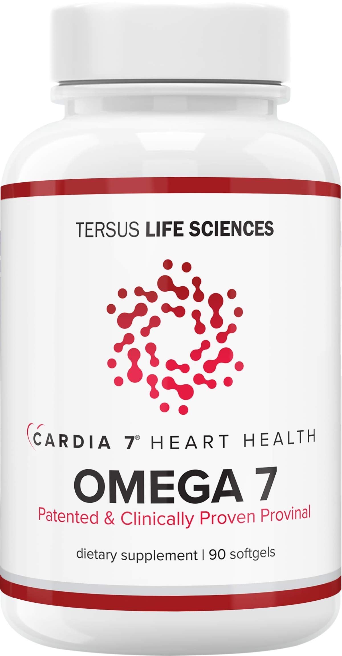 Cardia7 softgel bottle emphasizing Provinal Omega-7 purity for easy daily use