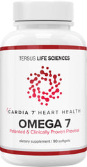 Cardia7 softgel bottle emphasizing Provinal Omega-7 purity for easy daily use