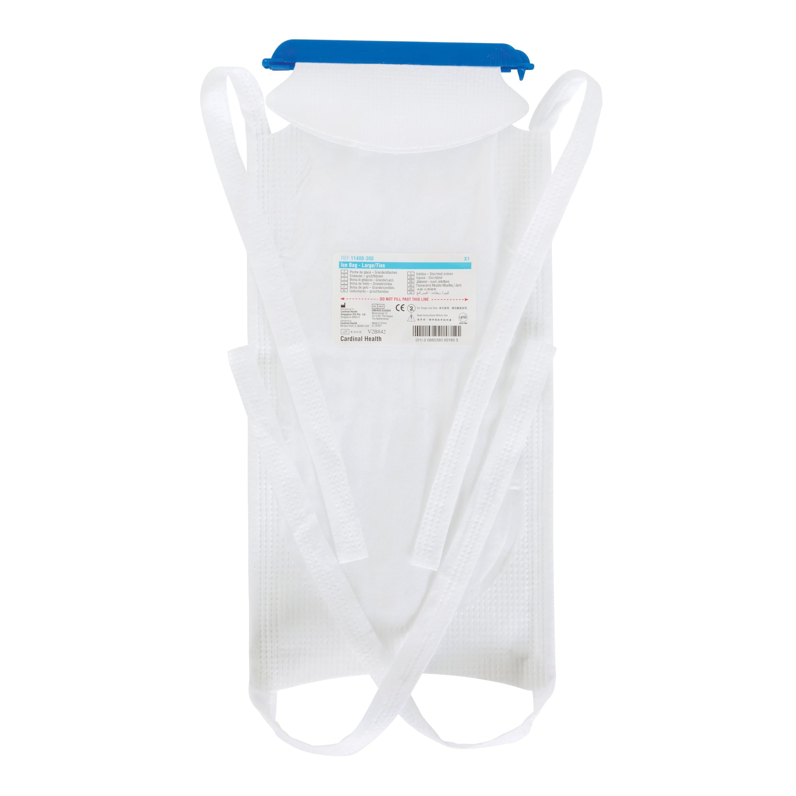 Cardinal Health ice bag with tie attachments, large size, for secure cooling and reduced spills