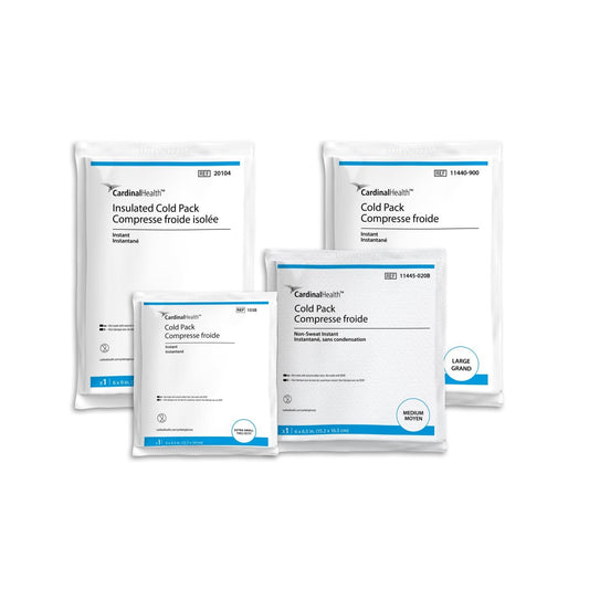 Cardinal Health Non Sweat Instant Cold Pack in 6x9 inch size provides quick, consistent cold therapy.
