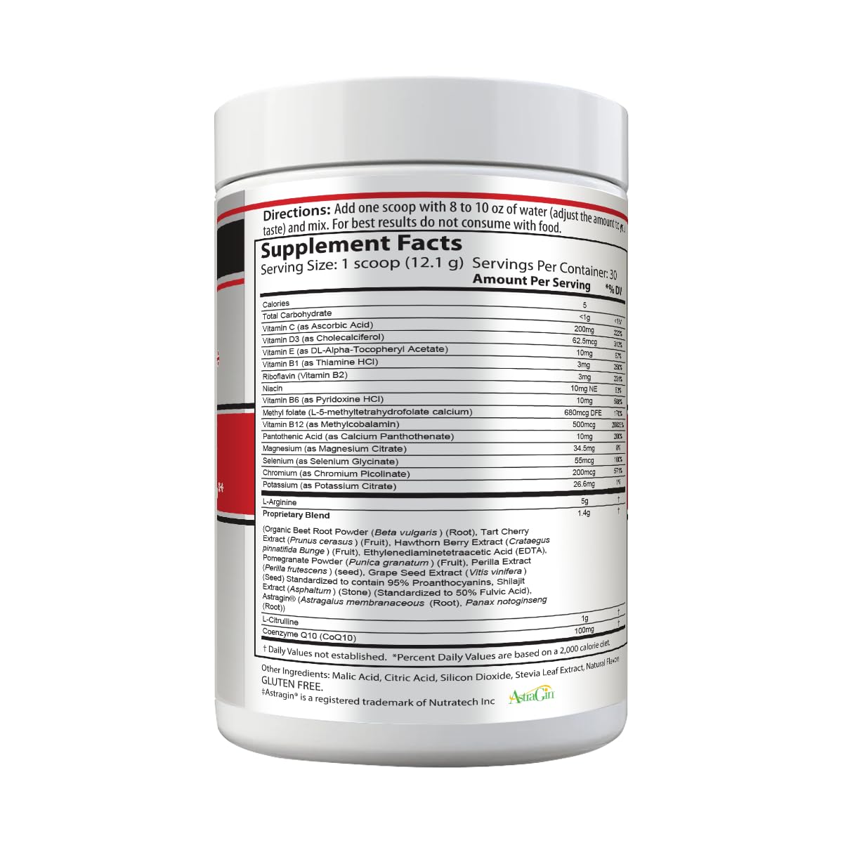Cardio 911 bottle label close-up shows L-Arginine and L-Citrulline blend.