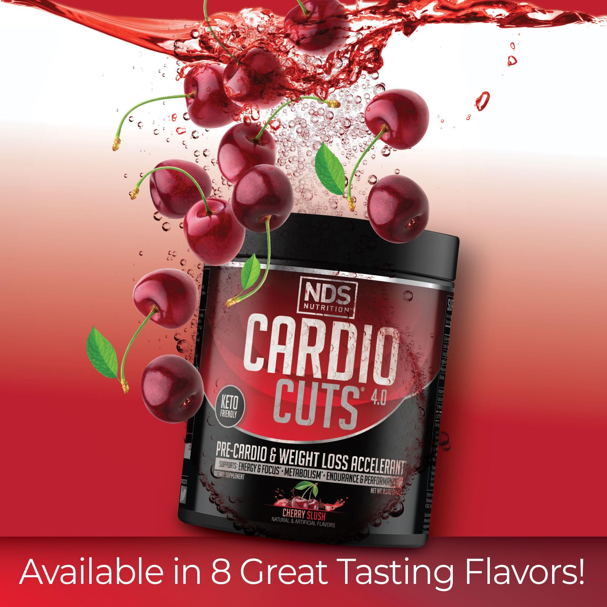 Close-up of key ingredients like glutamine and BCAAs in Cardio Cuts for recovery support.