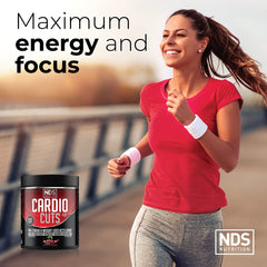 Close-up of Cardio Cuts Cherry Slush label highlighting energy-focused ingredients.