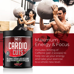 Cardio Cuts glass with mixed drink highlights smooth flavor for workouts.