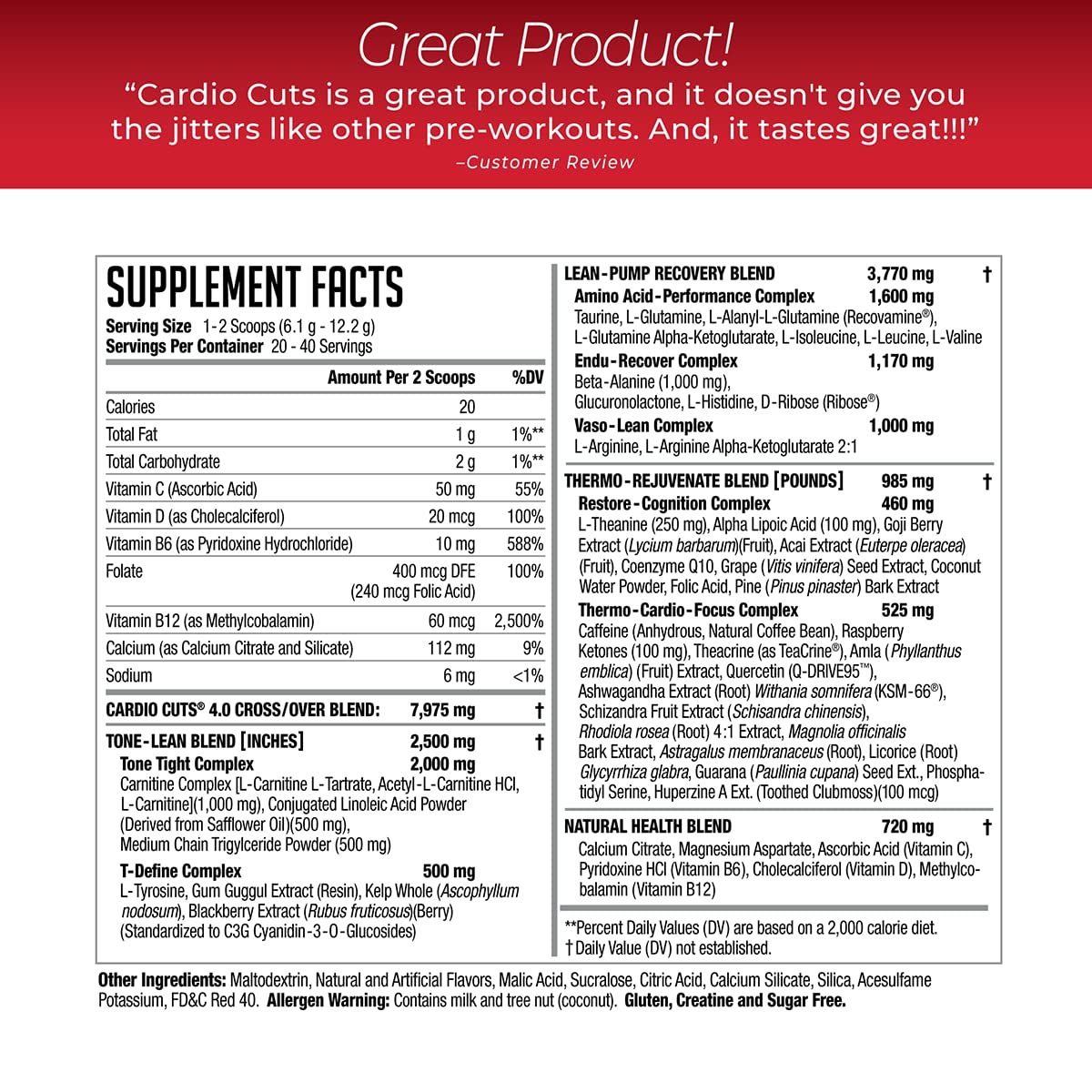 Cardio Cuts scoop with powder for precise pre-workout serving.
