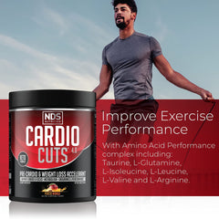 Cardio Cuts TeaCrine energy blend image emphasizes focus during training