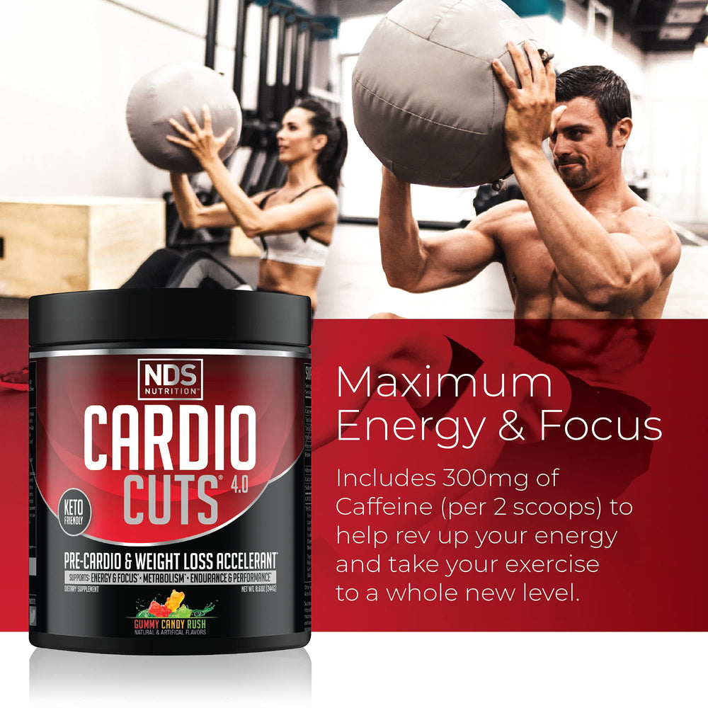 Cardio Cuts tub open with powder ready to dissolve