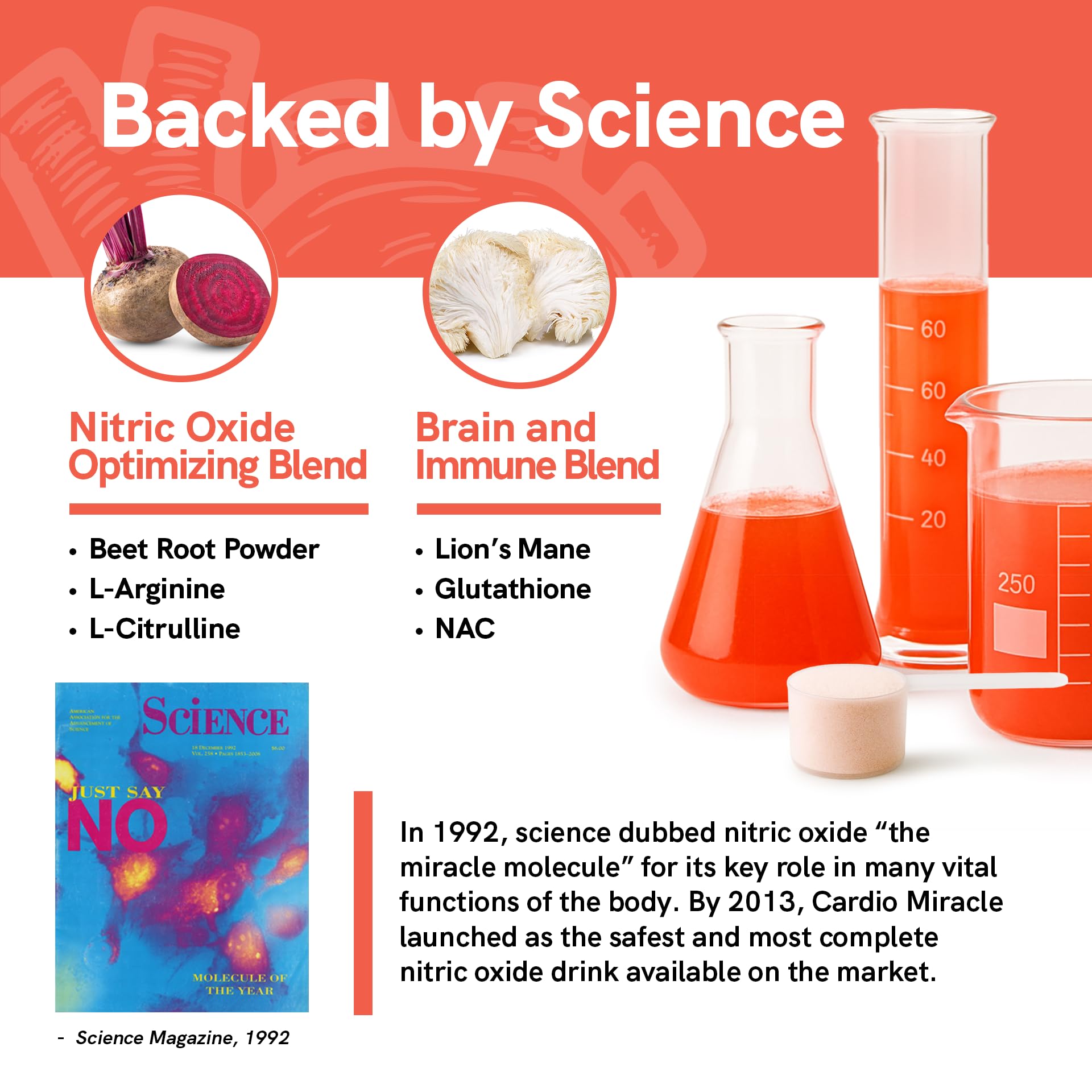 Powder dispensing action showing easy daily serving with Cardio Miracle.