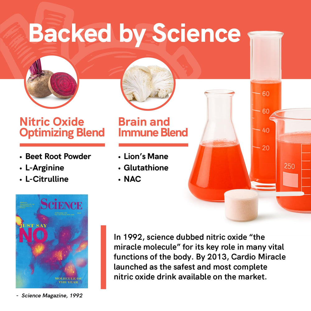 Powder dispensing action showing easy daily serving with Cardio Miracle.