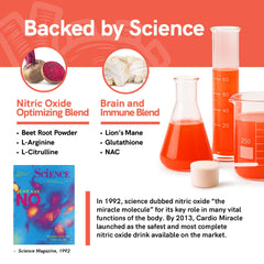 Cardio Miracle powder mix in water illustrating nitric oxide support.