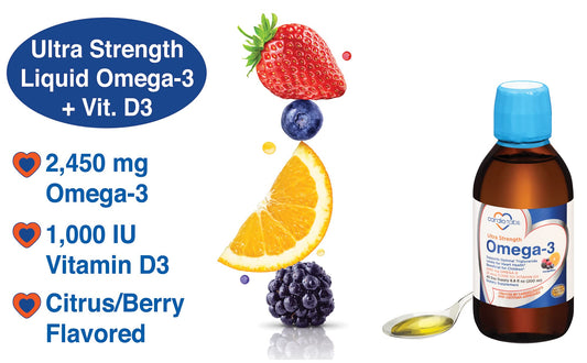 CardioTabs liquid omega-3 teaspoon pour for easy dosing.