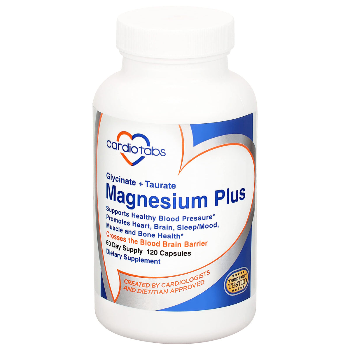 CardioTabs Magnesium Plus bottle with capsules for heart and sleep support