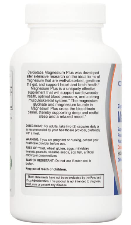 CardioTabs Magnesium Plus packaging indicating USA-made and purity