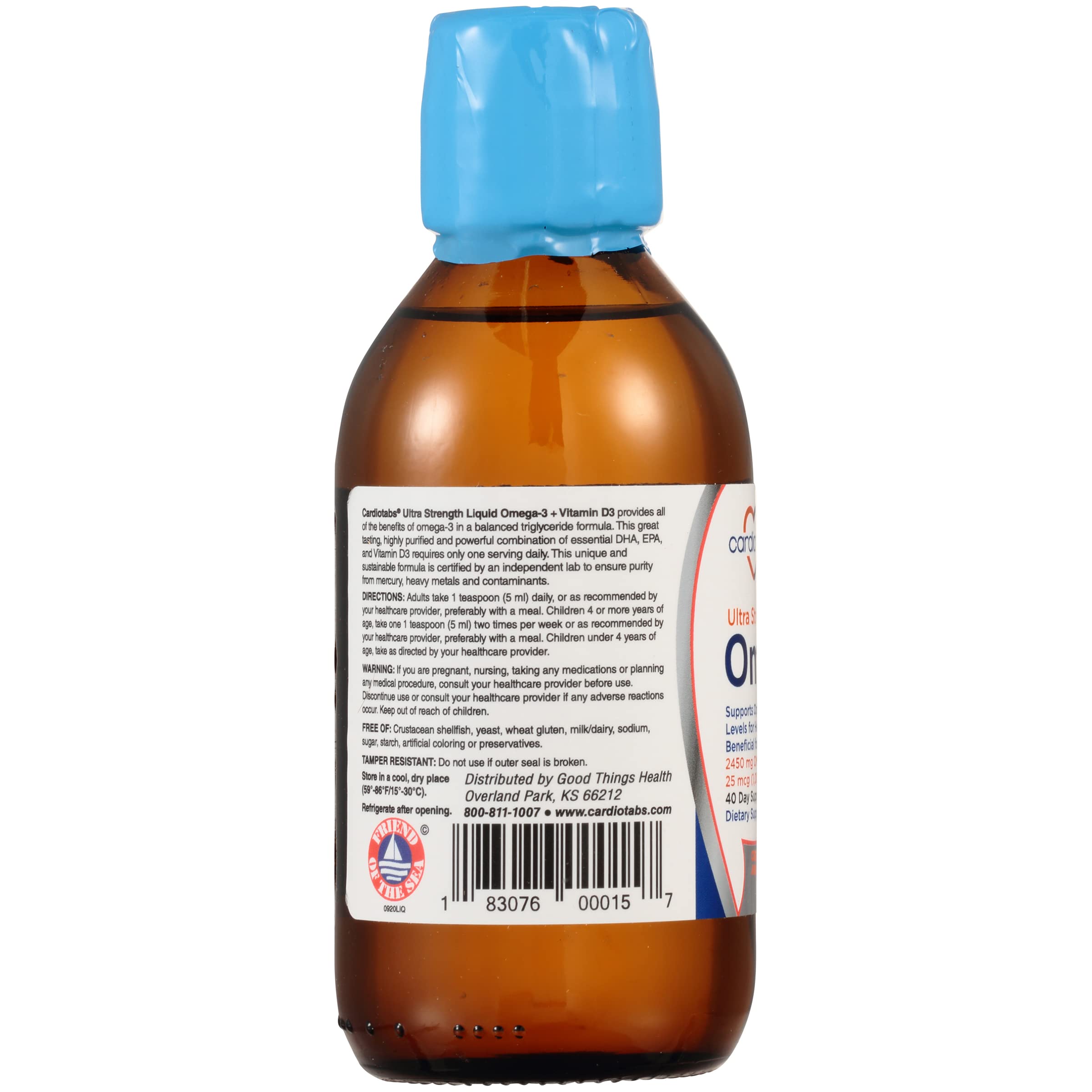 CardioTabs Vitamin D3 ingredient label showing 1000 IU per teaspoon.