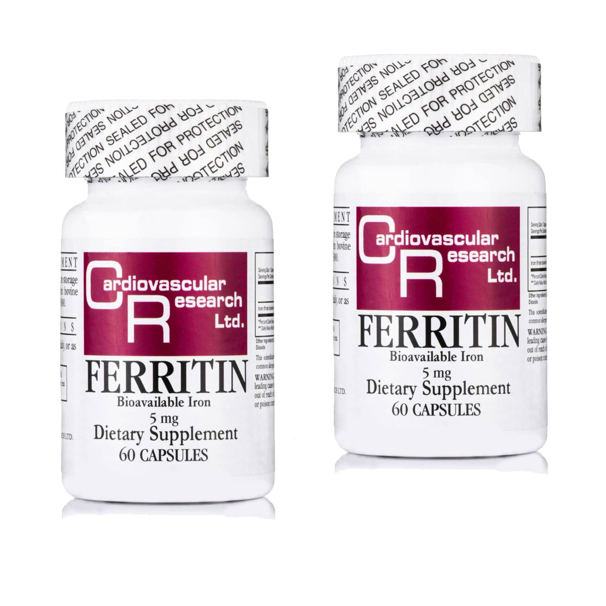 Cardiovascular Research ferritin iron supplement bottle front view for daily iron support