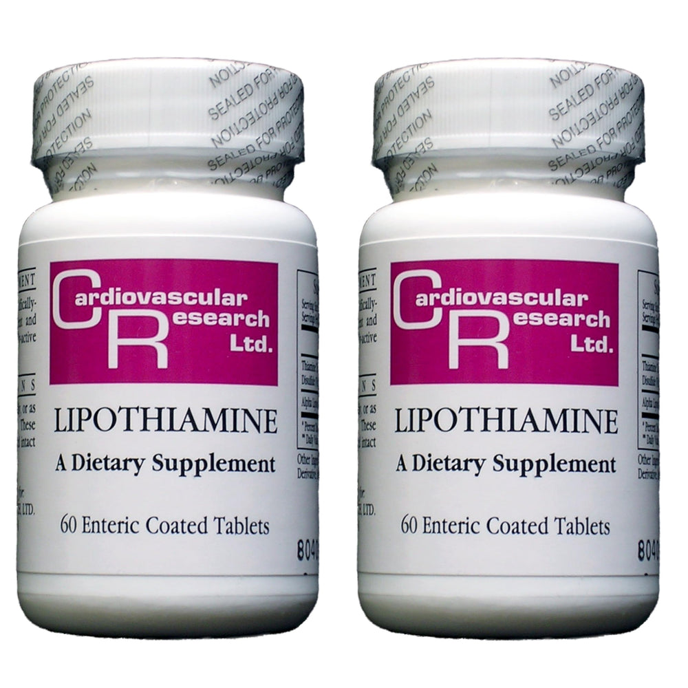 Cardiovascular Research Lipothiamine and Alpha-Lipoic bottle showing energy support.