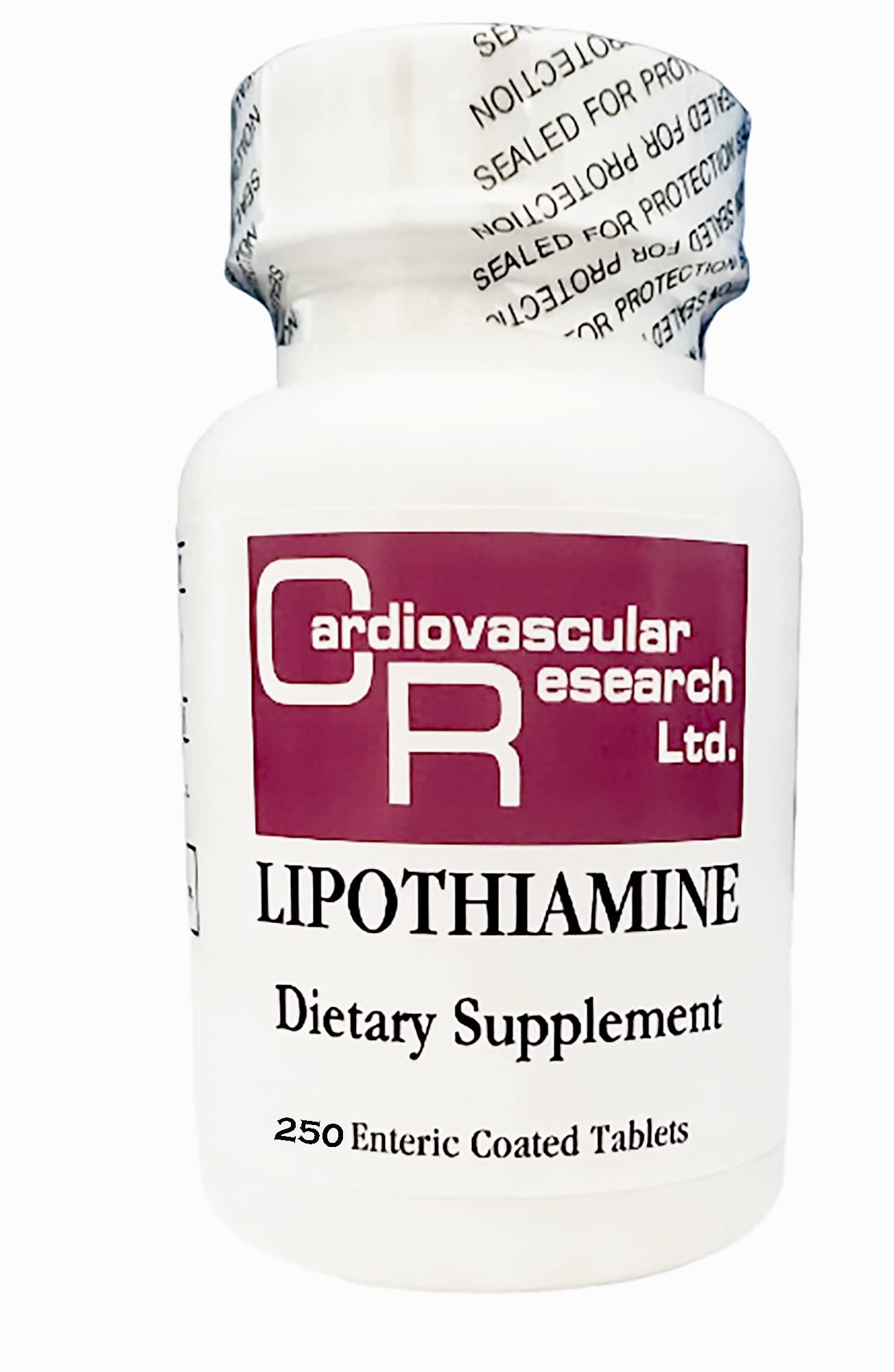 Cardiovascular Research Lipothiamine B bottle front with a fresh seal for freshness.