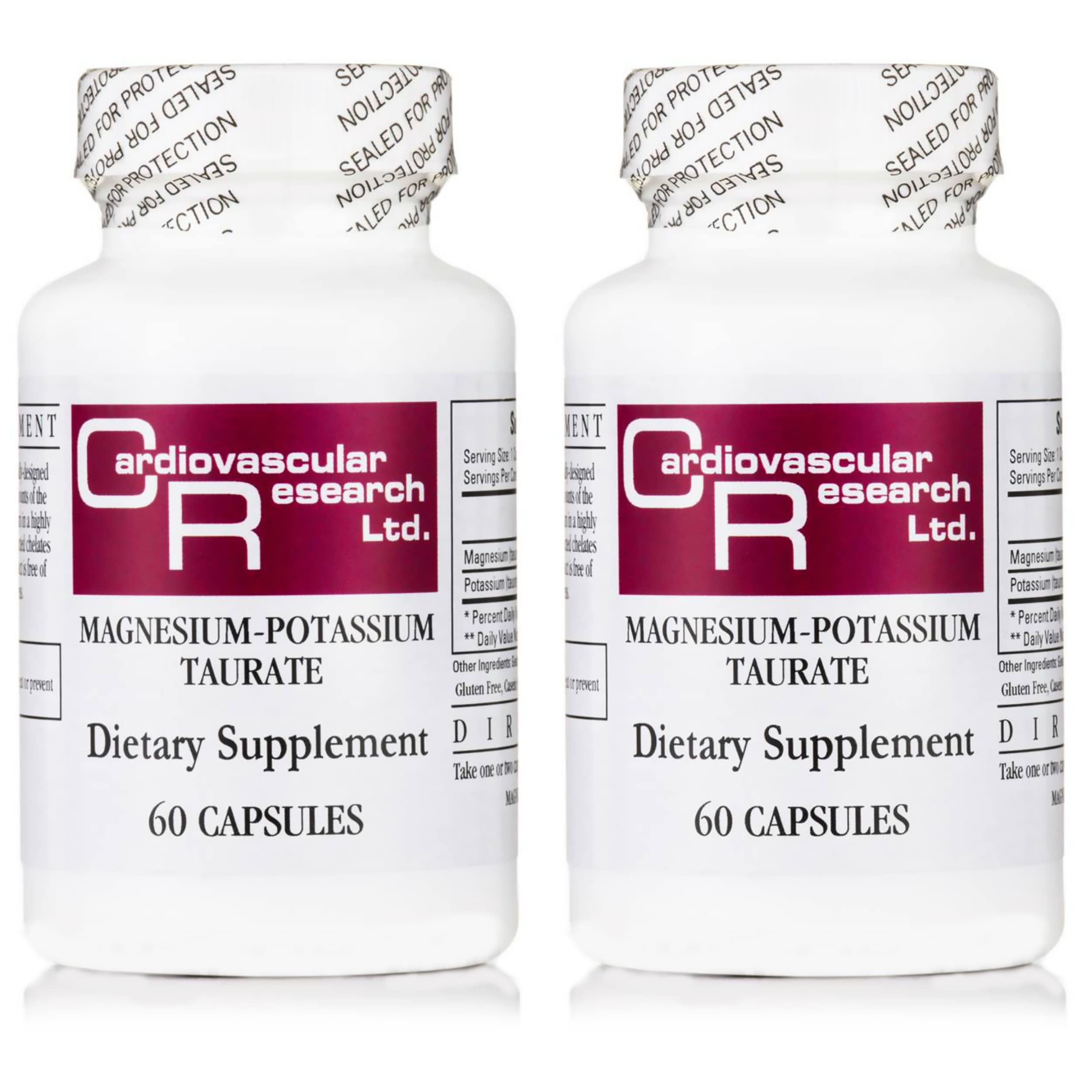 Cardiovascular Research Magnesium-Potassium Taurate bottle for daily mineral support.