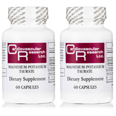 Cardiovascular Research Magnesium-Potassium Taurate bottle for daily mineral support.
