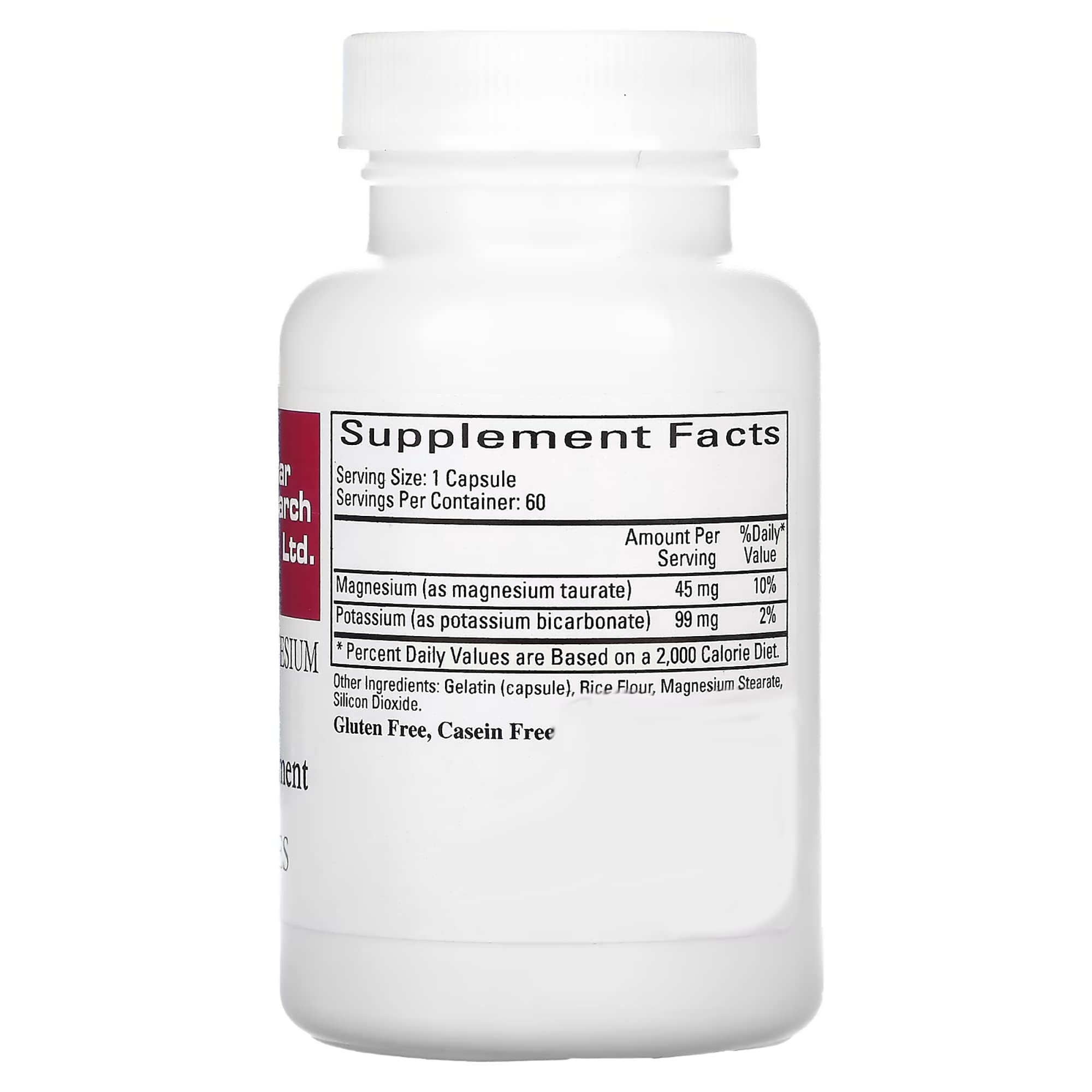 Cardiovascular Research Magnesium-Potassium Taurate label highlights patent-pending formula.