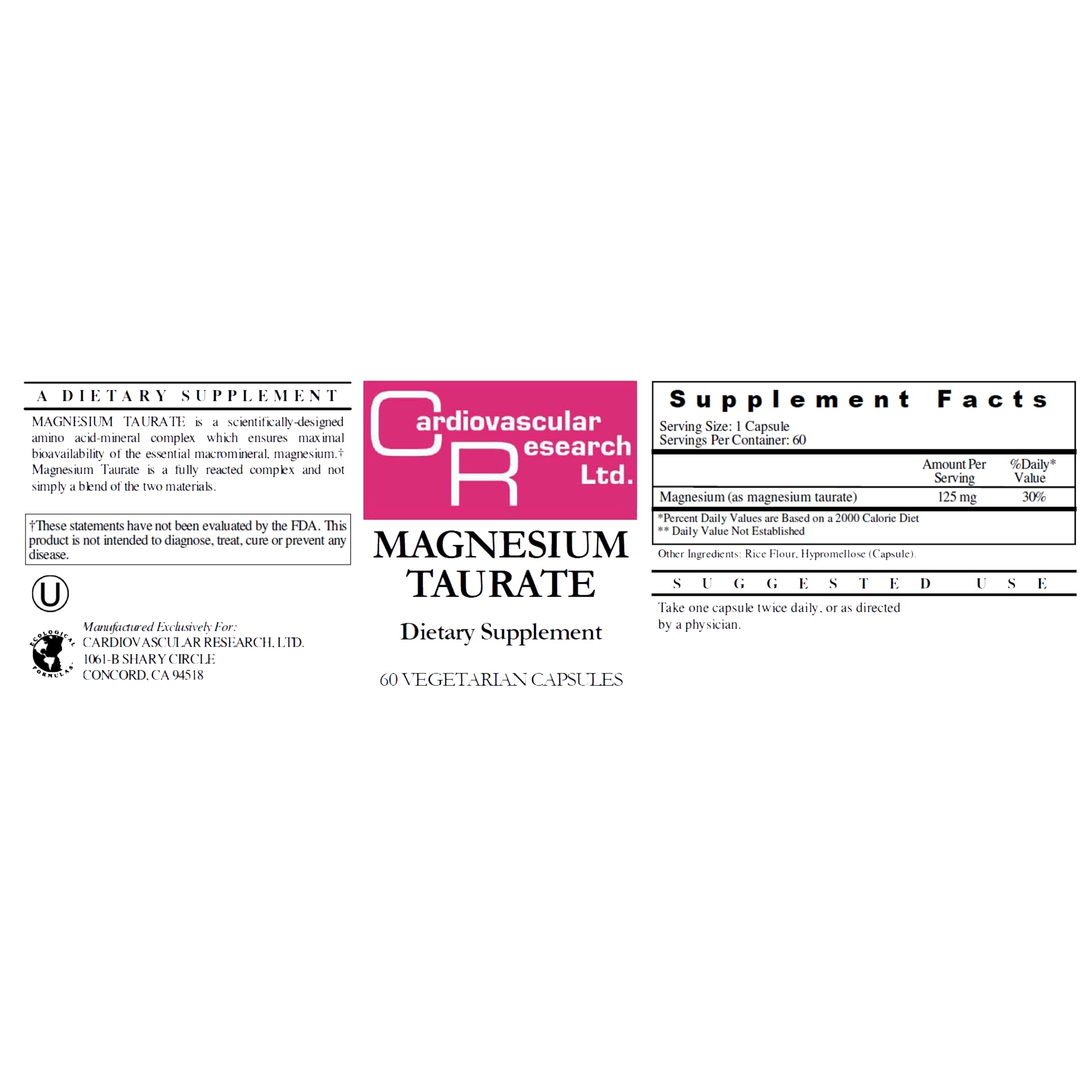 Cardiovascular Research magnesium taurate capsules ready for convenient supplementation