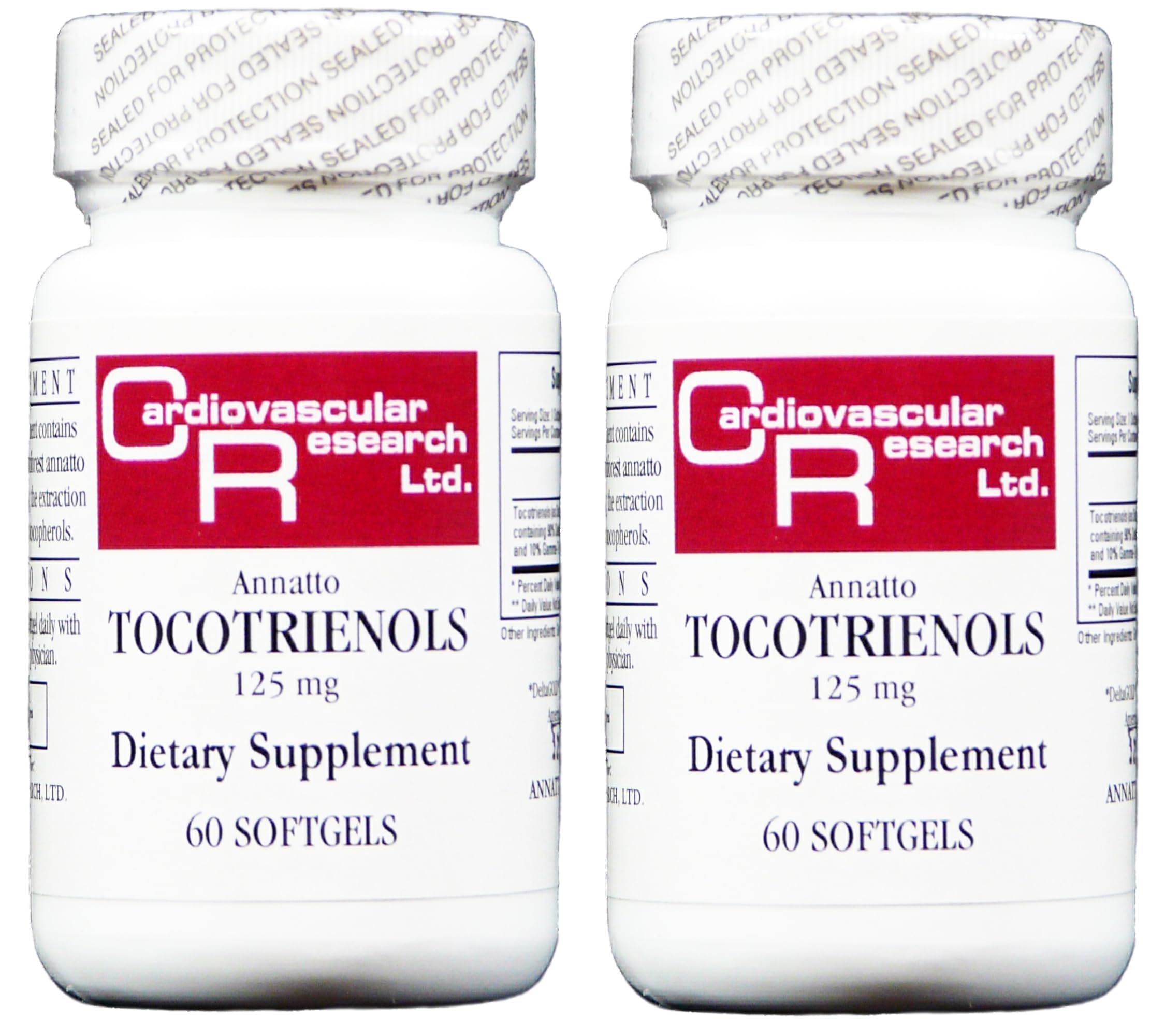 Cardiovascular Research vitamin E annatto tocotrienols bottle front promotes vitality.